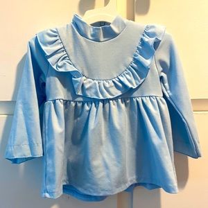 Blue peasant top long sleeve zip up